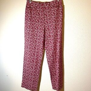 JONES NEW YORK SPORT WOMENS CASUAL COTTON STRETCH PANT SZ 8 RED/WHITE FLORAL